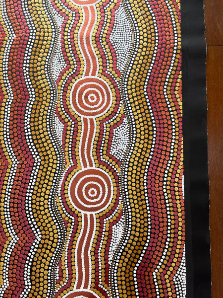 #137 Sacred Waterholes - My Country (Metallic Earths) - SHARON BUTCHER 41x87cm