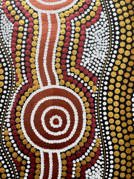 #137 Sacred Waterholes - My Country (Metallic Earths) - SHARON BUTCHER 41x87cm