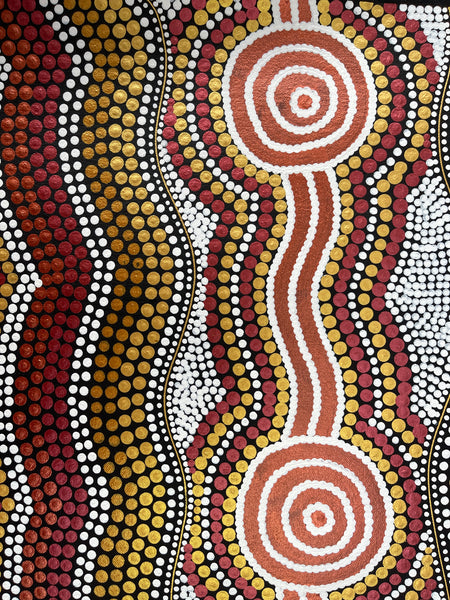 #137 Sacred Waterholes - My Country (Metallic Earths) - SHARON BUTCHER 41x87cm