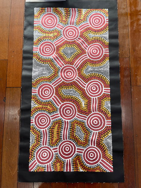 #208 Sacred Waterholes - My Fathers Country (Metallic Earths) - SHARON BUTCHER 41x87cm (Copy)