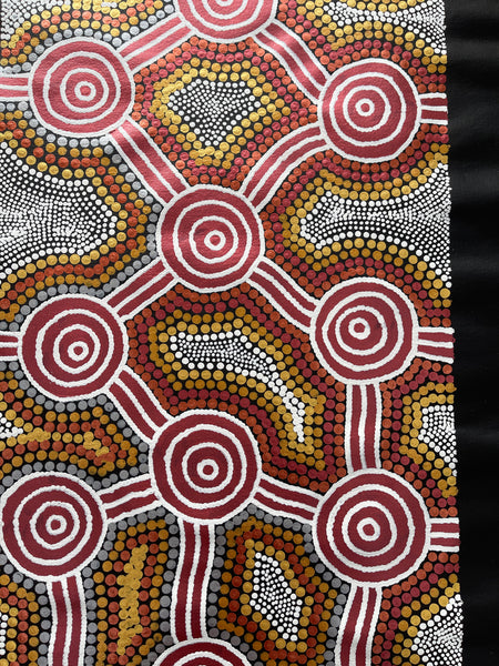 #208 Sacred Waterholes - My Fathers Country (Metallic Earths) - SHARON BUTCHER 41x87cm (Copy)