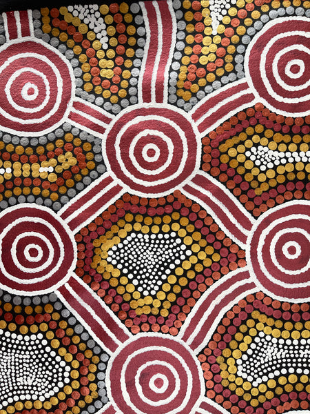 #208 Sacred Waterholes - My Fathers Country (Metallic Earths) - SHARON BUTCHER 41x87cm (Copy)