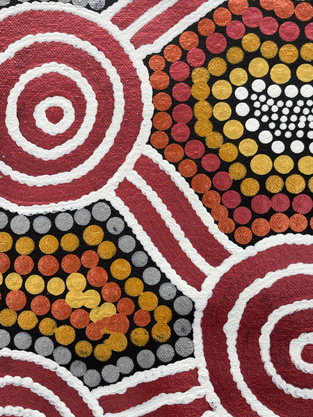 #208 Sacred Waterholes - My Fathers Country (Metallic Earths) - SHARON BUTCHER 41x87cm (Copy)