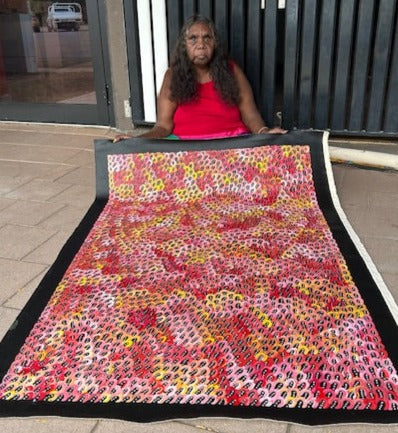 #364 Seeded Bush Yams (Pink/Sunset)  -  ANNA PETYARRE: Aboriginal Art: 145x95cm