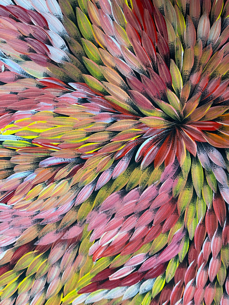 #13 Bush Medicine Leaves (Multi) - CAROLINE NUMINA Aboriginal Art:  70cm x 91cm