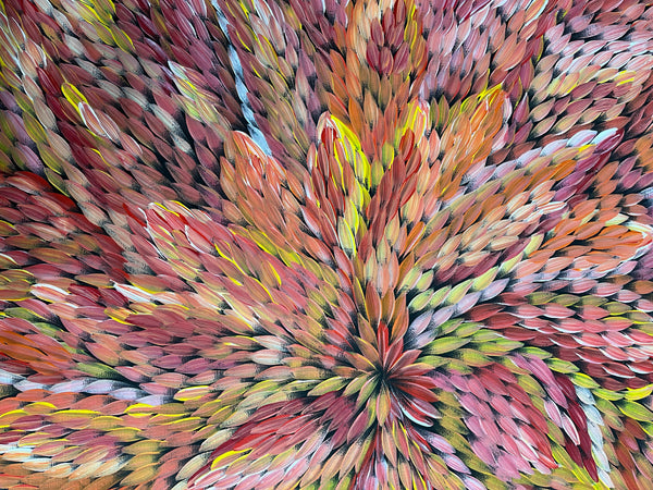 #13 Bush Medicine Leaves (Multi) - CAROLINE NUMINA Aboriginal Art:  70cm x 91cm