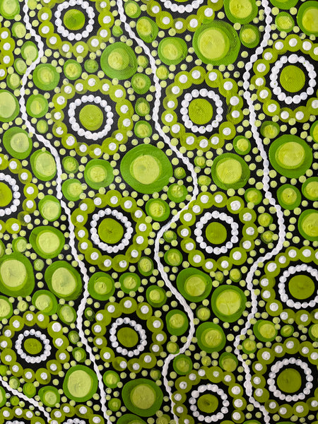 #133 Sacred Water (Lime) - TREPHINA SULTAN THANGUWA :  71cm x 97cm