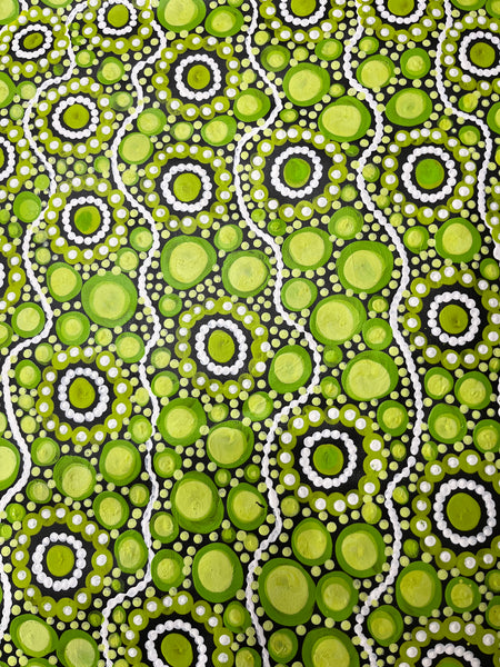 #133 Sacred Water (Lime) - TREPHINA SULTAN THANGUWA :  71cm x 97cm