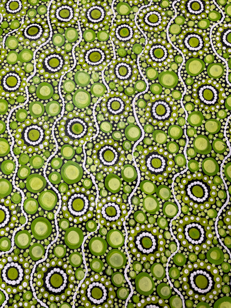 #133 Sacred Water (Lime) - TREPHINA SULTAN THANGUWA :  71cm x 97cm