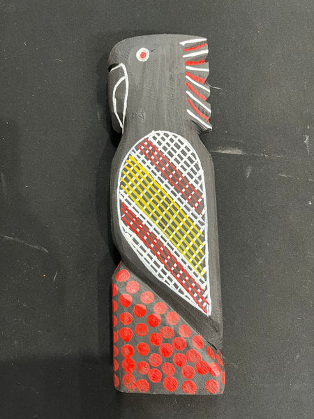 #279 Black Cockatoo Carving - KENNY REID: Aboriginal Art: 30 x 10 x 5cm