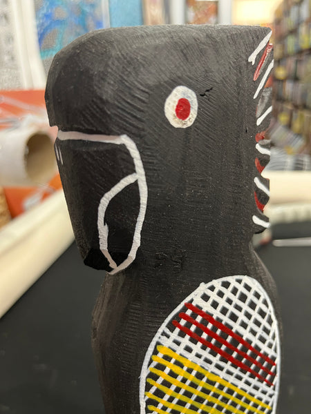 #279 Black Cockatoo Carving - KENNY REID: Aboriginal Art: 30 x 10 x 5cm