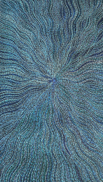 #283 Bush Medicine Seeds (Blue) - SHARON NUMINA : Aboriginal Art: 88 x 147cm