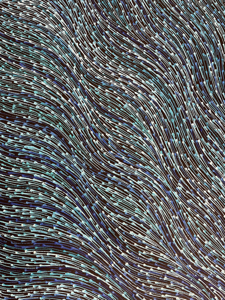 #283 Bush Medicine Seeds (Blue) - SHARON NUMINA : Aboriginal Art: 88 x 147cm