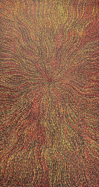 #383 Bush Medicine Seeds (Red) - SHARON NUMINA : Aboriginal Art: 86 x 147cm
