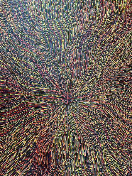 #383 Bush Medicine Seeds (Red) - SHARON NUMINA : Aboriginal Art: 86 x 147cm