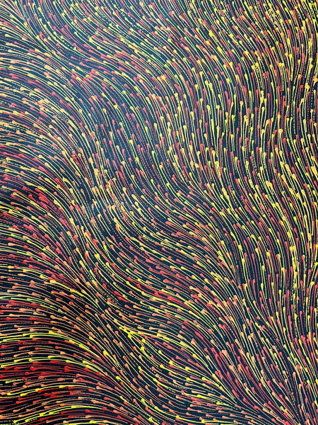 #383 Bush Medicine Seeds (Red) - SHARON NUMINA : Aboriginal Art: 86 x 147cm