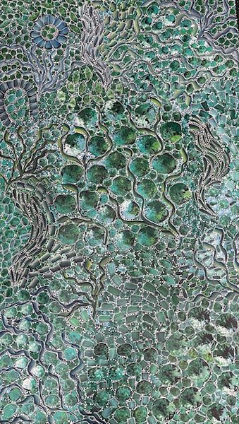 #172 Bush Yam Dreaming (Greens)- RACHAEL NAMBULA: Aboriginal Art 88cm x 150cm