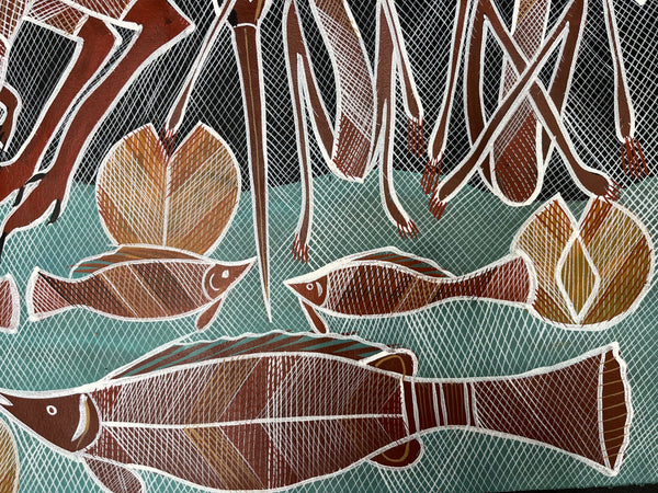 #103 Billabong Dreaming  - EDDIE BLITNER Aboriginal Art :  88cm x 127cm