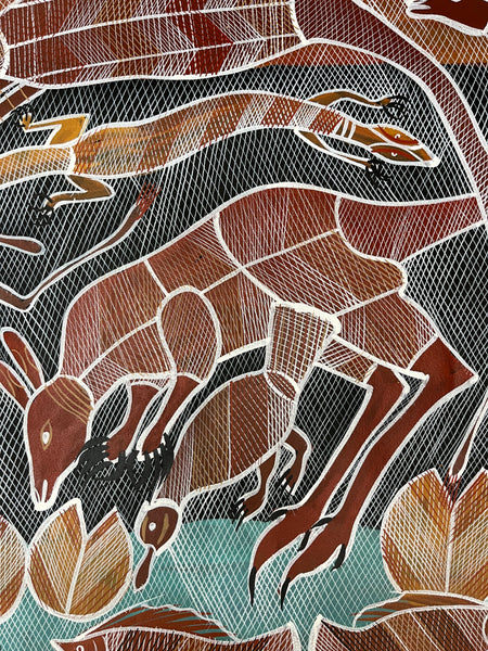 #103 Billabong Dreaming  - EDDIE BLITNER Aboriginal Art :  88cm x 127cm