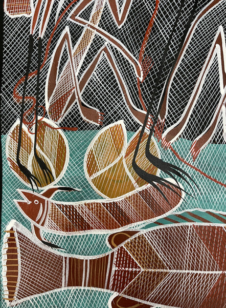 #103 Billabong Dreaming  - EDDIE BLITNER Aboriginal Art :  88cm x 127cm