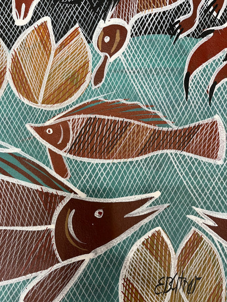 #103 Billabong Dreaming  - EDDIE BLITNER Aboriginal Art :  88cm x 127cm