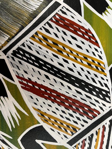 #34 Crocodile and Barramundi - CHRISTINE BURARRWANGA : 56 x 42cm