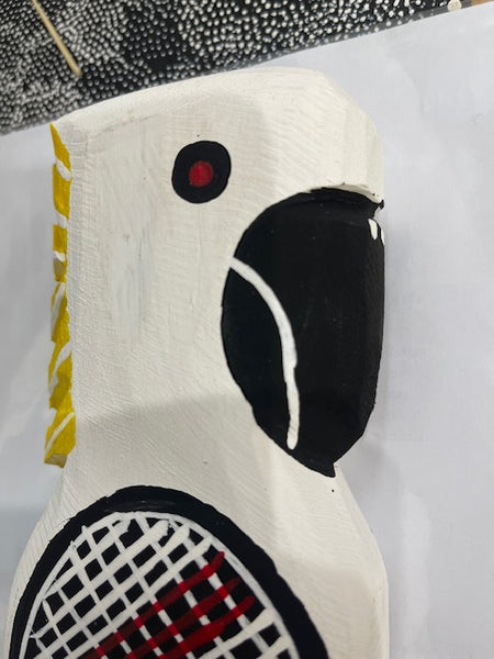 #279 Hand Carved White Cockatoo- KENNY REID: Aboriginal Art: 30x9x5cm