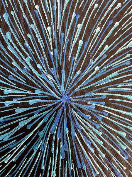 #302 Bush Medicine Seeds (Blue) - SHARON NUMINA : Aboriginal Art: 73cm x 44cm