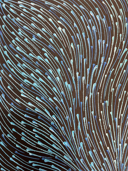 #302 Bush Medicine Seeds (Blue) - SHARON NUMINA : Aboriginal Art: 73cm x 44cm