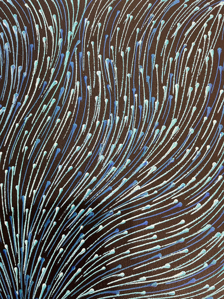 #302 Bush Medicine Seeds (Blue) - SHARON NUMINA : Aboriginal Art: 73cm x 44cm
