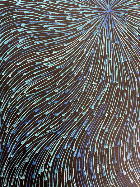 #302 Bush Medicine Seeds (Blue) - SHARON NUMINA : Aboriginal Art: 73cm x 44cm
