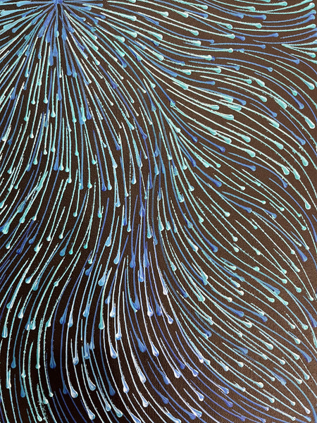 #302 Bush Medicine Seeds (Blue) - SHARON NUMINA : Aboriginal Art: 73cm x 44cm
