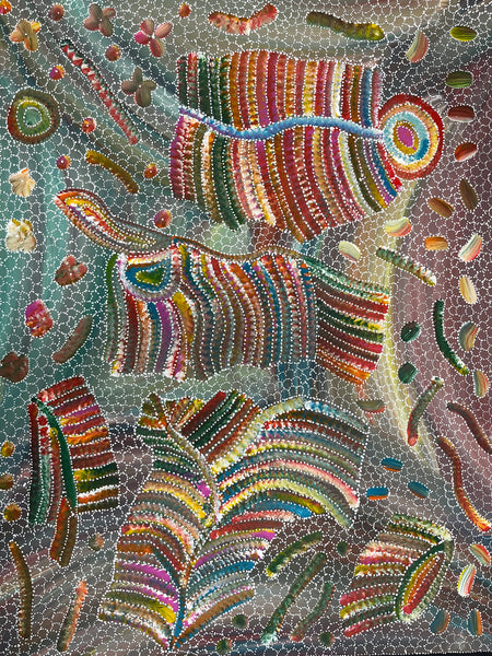 #292 Yam Seed Dreaming Artist: JEDDA PURVIS KNGWARREYE:  94cm x 72cm