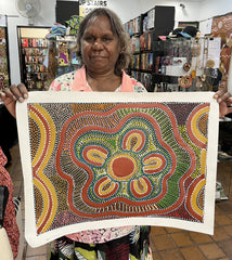 #286 Women's Ceremony (Multi) CAROLINE NUMINA : Aboriginal Art:  55cm x 40cm