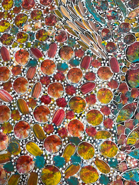 #56 Bush Yam Dreaming (Pastels) - RACHAEL NAMBULA: Aboriginal Art 70cm x 92cm