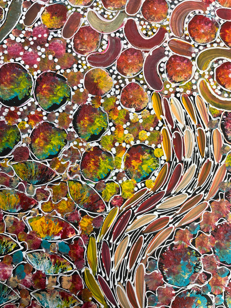 #56 Bush Yam Dreaming (Pastels) - RACHAEL NAMBULA: Aboriginal Art 70cm x 92cm