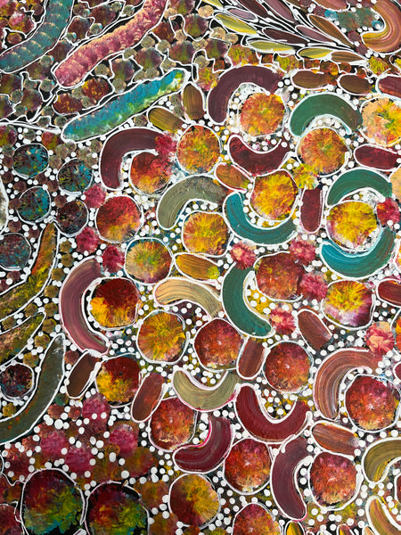 #56 Bush Yam Dreaming (Pastels) - RACHAEL NAMBULA: Aboriginal Art 70cm x 92cm