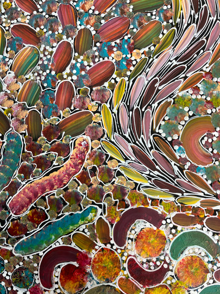 #56 Bush Yam Dreaming (Pastels) - RACHAEL NAMBULA: Aboriginal Art 70cm x 92cm