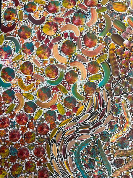 #56 Bush Yam Dreaming (Pastels) - RACHAEL NAMBULA: Aboriginal Art 70cm x 92cm
