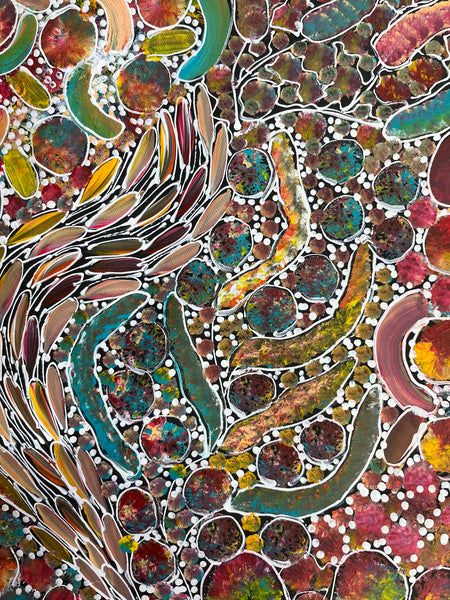 #56 Bush Yam Dreaming (Pastels) - RACHAEL NAMBULA: Aboriginal Art 70cm x 92cm