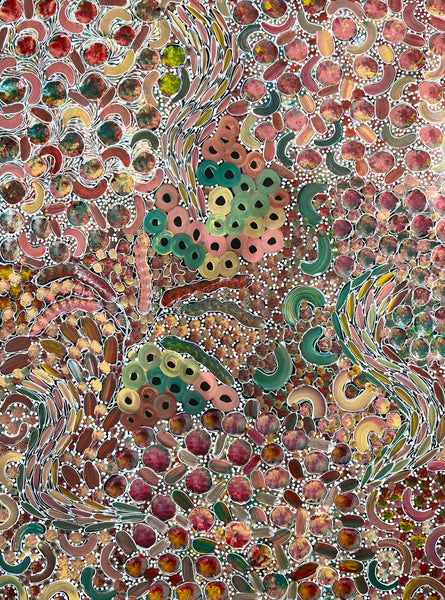 #117 Bush Yam Dreaming (Pastels) - RACHAEL NAMBULA: Aboriginal Art 70cm x 92cm