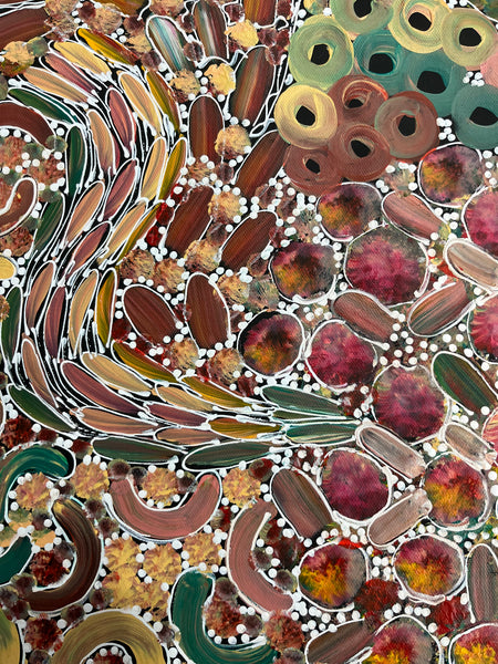 #117 Bush Yam Dreaming (Pastels) - RACHAEL NAMBULA: Aboriginal Art 70cm x 92cm
