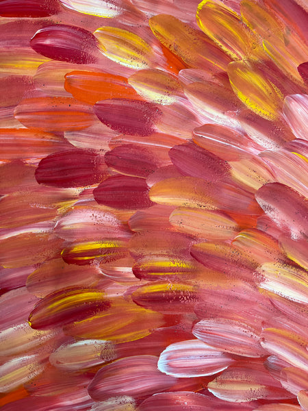 #37 Bush Medicine Leaves (Sunset)- LOUISE NUMINA Aboriginal Art:  96cm x 145cm