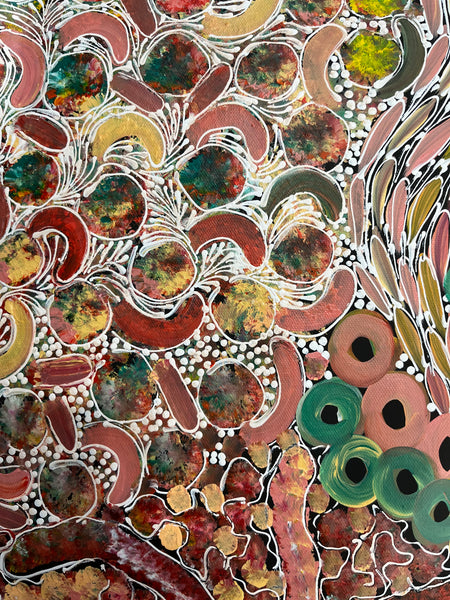 #117 Bush Yam Dreaming (Pastels) - RACHAEL NAMBULA: Aboriginal Art 70cm x 92cm