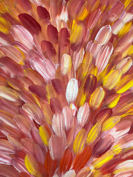 #37 Bush Medicine Leaves (Sunset)- LOUISE NUMINA Aboriginal Art:  96cm x 145cm