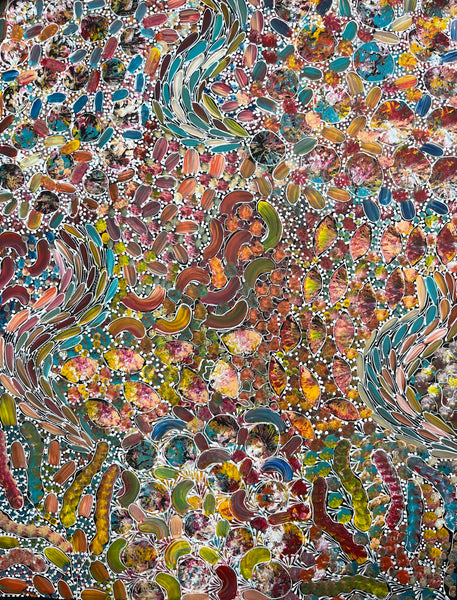166 Bush Yam Dreaming (Pastels) - RACHAEL NAMBULA: Aboriginal Art 70cm x 92cm