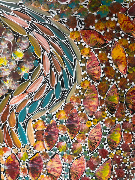 166 Bush Yam Dreaming (Pastels) - RACHAEL NAMBULA: Aboriginal Art 70cm x 92cm