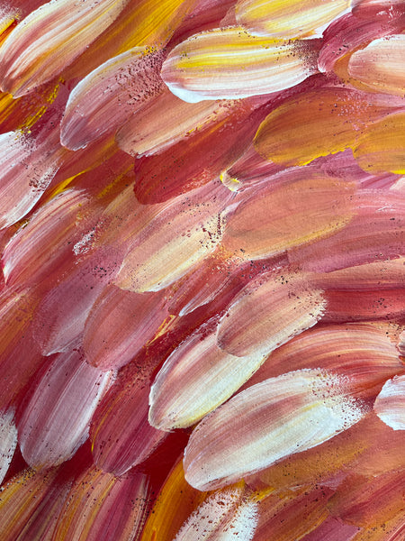 #37 Bush Medicine Leaves (Sunset)- LOUISE NUMINA Aboriginal Art:  96cm x 145cm