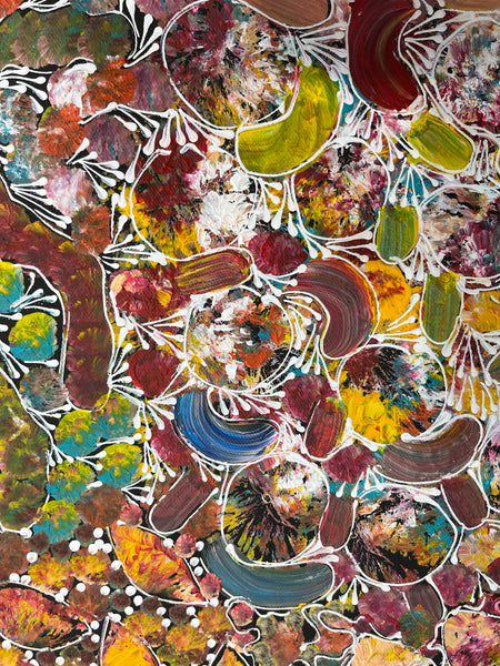 166 Bush Yam Dreaming (Pastels) - RACHAEL NAMBULA: Aboriginal Art 70cm x 92cm