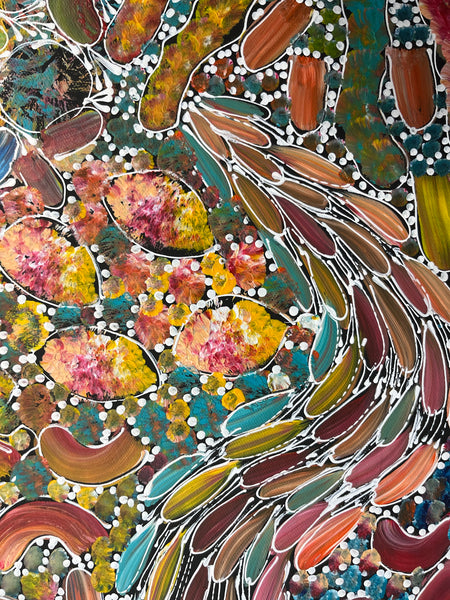 166 Bush Yam Dreaming (Pastels) - RACHAEL NAMBULA: Aboriginal Art 70cm x 92cm